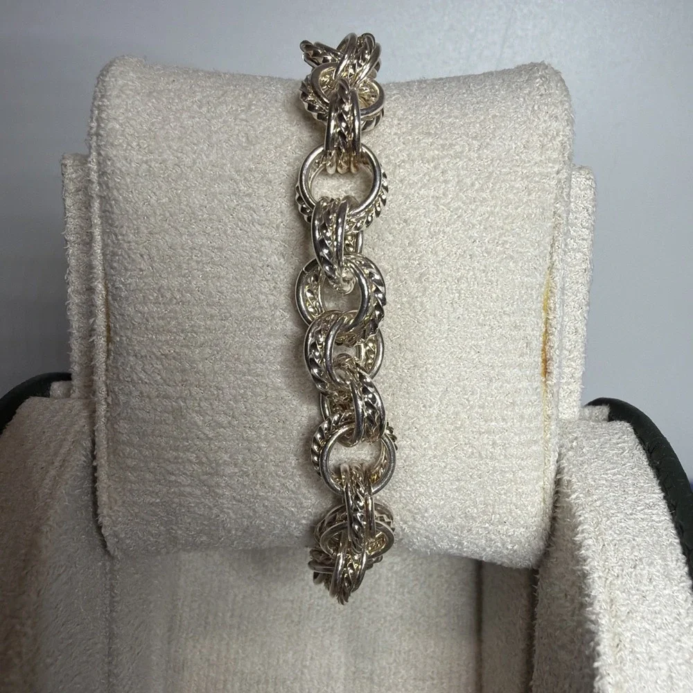 925 Sterling Silver Vintage Multi Chain Link Bracelet